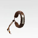 PULSERA PLACA CUERO TRENZADO