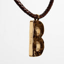 CADENA PIEL MARRON CON B EN ORO