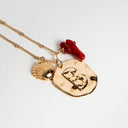 B medal necklace and natural pendants